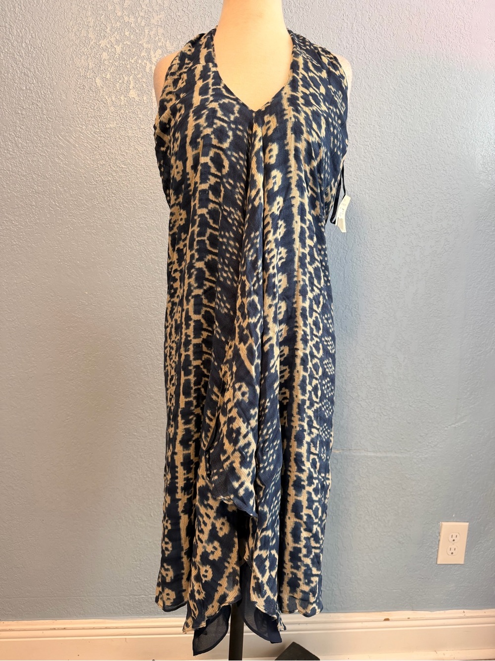 Lauren Ralph Lauren Navy and Cream Animal-Print Maxi Dress